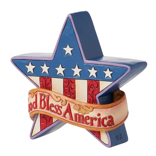 Enesco Jim Shore Heartwood Creek Patriotic Star America Miniature Figurine - Stone Resin Hand Painted Crafted Collectible Decorative USA Mini Figurines Home Decor Statue, 3.6 Inch