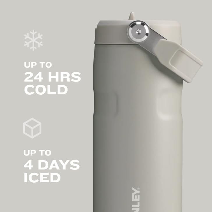 Stanley IceFlow 2.0 Water Bottle - 24 OZ Insulated Stainless Steel | Lightweight, Leak-Resistant, BPA-Free | Ash Color