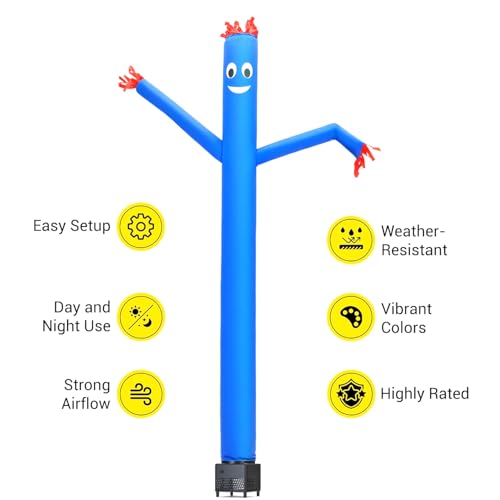 6ft Blue Inflatable Tube Man Air Puppet Dancer with Blower & Light