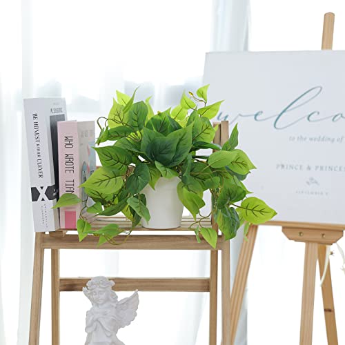 Artificial Pothos Plant in Pot, 7.9-Inch Lifelike Potted Fake Plant