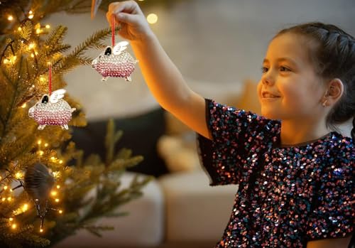 Pink Flying Pig Christmas Ornament with Rhinestones – JUESMOS Metal Decoration Keepsake