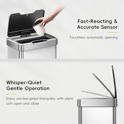 EKO Mirage-T 50L Touchless Motion Sensor Trash Can - Stainless Steel