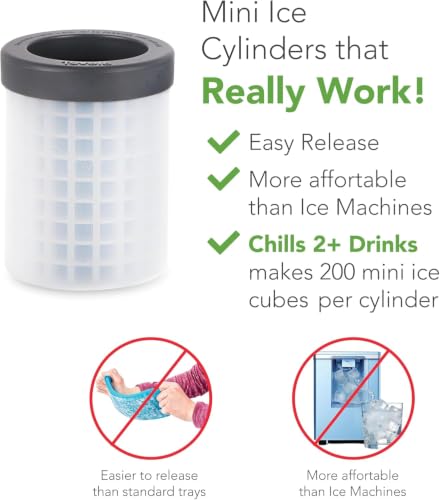 Silicone Mini Ice Cube Maker Cylinder 2-Pack - Squeeze & Release Mold