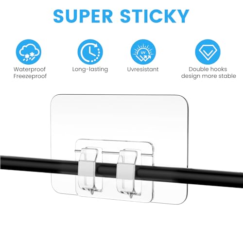 30-Pack Adhesive Outdoor String Light Hooks, Weatherproof Clips for Patio