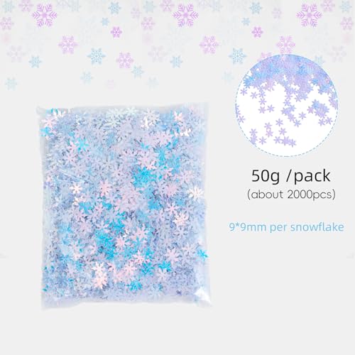 Iridescent Snowflake Confetti 2000pcs 50g Glitter Table Scatter for Christmas Decor