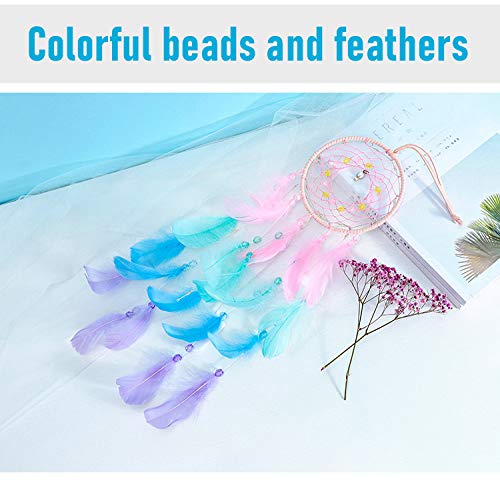 Colorful Handmade Moon Dream Catcher Feather Wall Hanging Decor