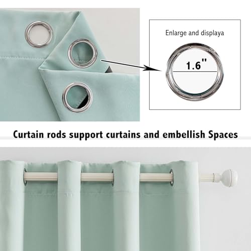 100% Blackout Curtain Panels Set - Thermal Insulated Drapes, Light Blue (2 Panels, 37W x 84L)