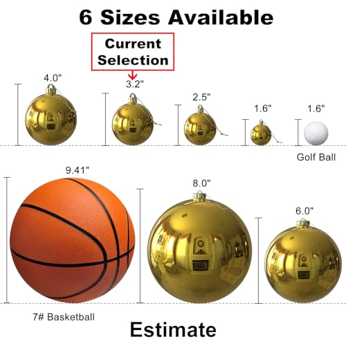 Gold Shatterproof Christmas Tree Ornaments - 3.2 Inch Large Hanging Balls (Set of 24)