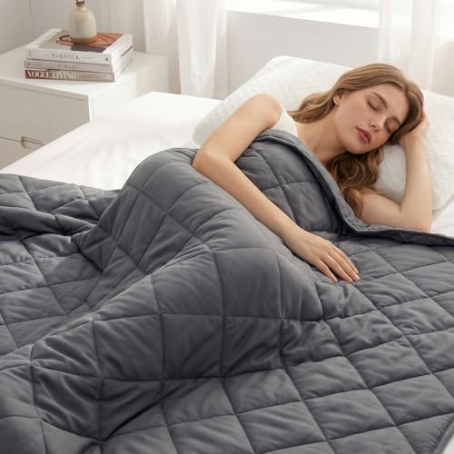 Queen Size 20 lbs Weighted Blanket - Soft Cotton Cooling Heavy Blanket