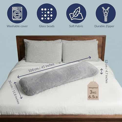 Weighted Body Pillow for Adults - 6.5lbs (41" x 12") for Stress Relief