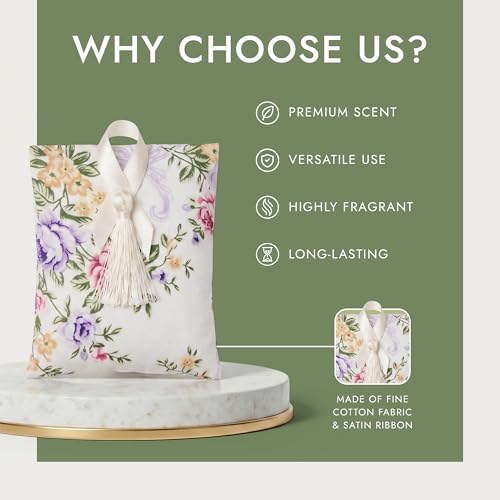 Floral Scented Sachets for Closets and Drawers, 2-Pack Long-Lasting Fragrance