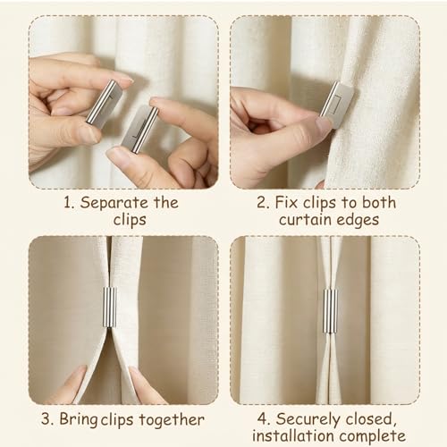 10-Pack Magnetic Curtain Clips - Secure Curtain Closures for Home Decor