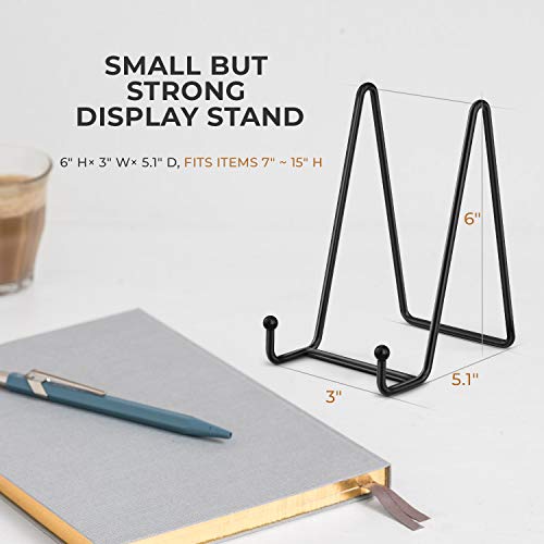 Metal Plate Display Stands, 6-Inch Black Frame Easel Holders (2 Pack)