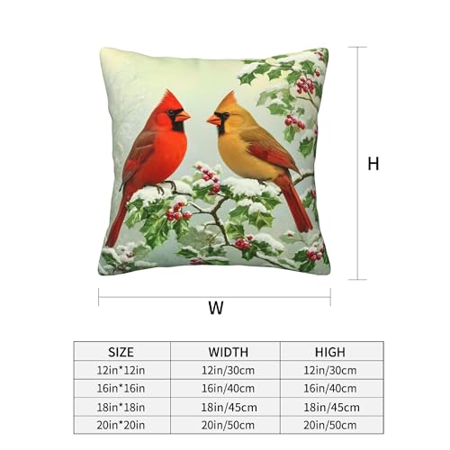 Verdiqor Cardinal Pillow Covers Set of 4 18x18 Inch Christmas Holiday Decor