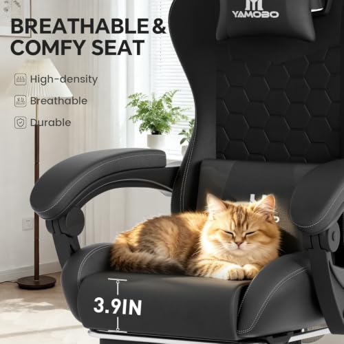 Ergonomic Gaming Chair with Massage Lumbar Support, Footrest & Recline