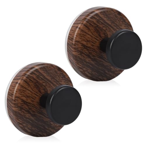 Heavy-Duty Suction Cup Wreath Hangers for Front Door & Glass - 2 Pack, Walnut