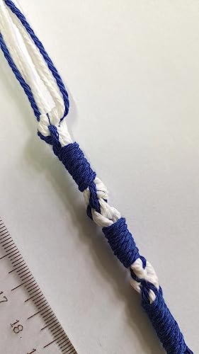Tzitzits Set with Durable Hooks for Pants and Jeans - 16-Inch Blue White