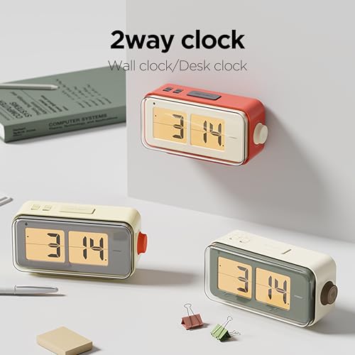 Retro Flip Clock with Alarm, Temperature, and Date Display (Red)