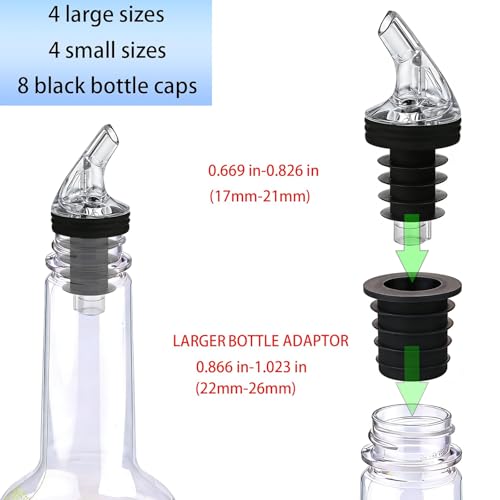 ziHenryDa Pour Spout for Torani Sugar-Free Syrup 25.4 Fl Oz Bottle - Black, Leak-Proof, 4-Piece Set with Caps