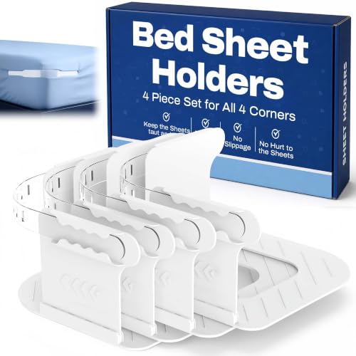 Heavy Duty Bed Sheet Holders for Corners - 4 Pack Snap Locks