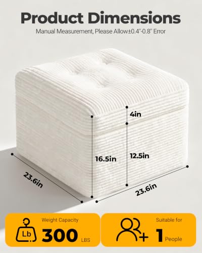 23.6-Inch Corduroy Ottoman Footrest with Dual-Layer Foam Support
