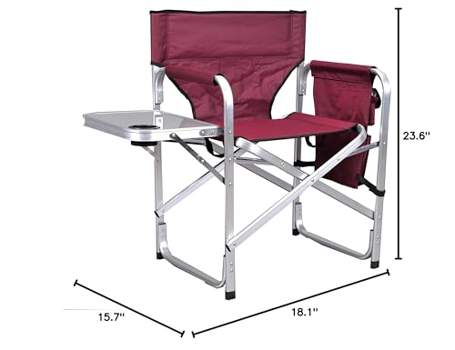 Folding Director's Chair with Side Table and Accessory Pockets