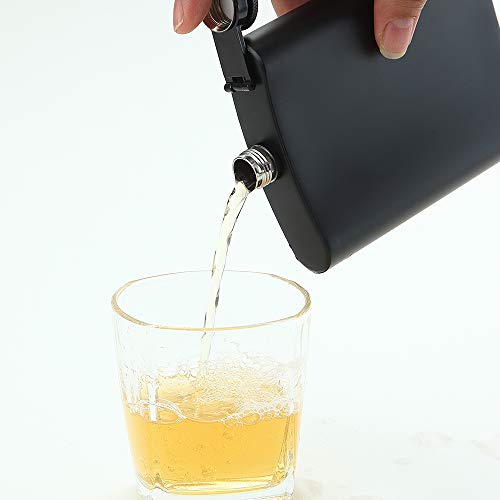 8 Oz Matte Black Stainless Steel Liquor Hip Flask with Funnel - Leakproof Gift Idea