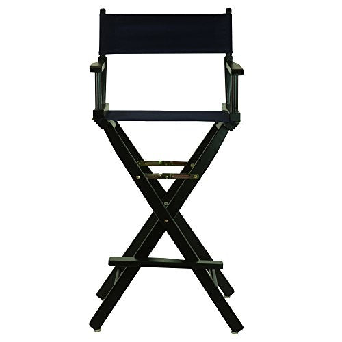 30-Inch Foldable Director's Chair - Solid Wood Bar Height Seating, Navy