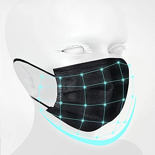 3-Ply Black Disposable Face Masks (100 Pack) - Breathable Non-Woven