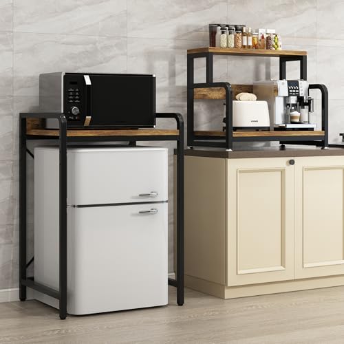 4-Tier Kitchen Storage Rack with Shelves & Space for Microwave or Fridge