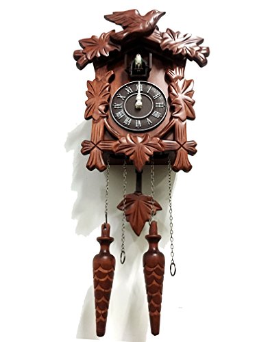 Handcrafted Wooden Cuckoo Wall Clock with Night Sensor and Volume Control