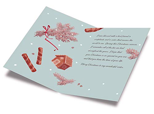 Premium Christmas Card for Sister - Eco-Friendly Thick Cardstock with Envelope, Made in USA, 5x7.75 Inches