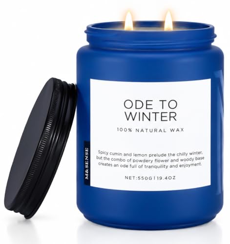 M&SENSE Ode to Winter Large Soy Candle 19.4oz, 110h Burn Time - Holiday Gift
