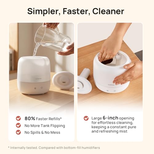 2L Cool Mist Humidifier for Bedroom & Nursery Top-Fill Quiet