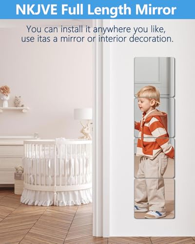 Shatterproof Acrylic Mirror Tiles - 12x12 Inch Self-Adhesive Wall Mirrors (4PCS)