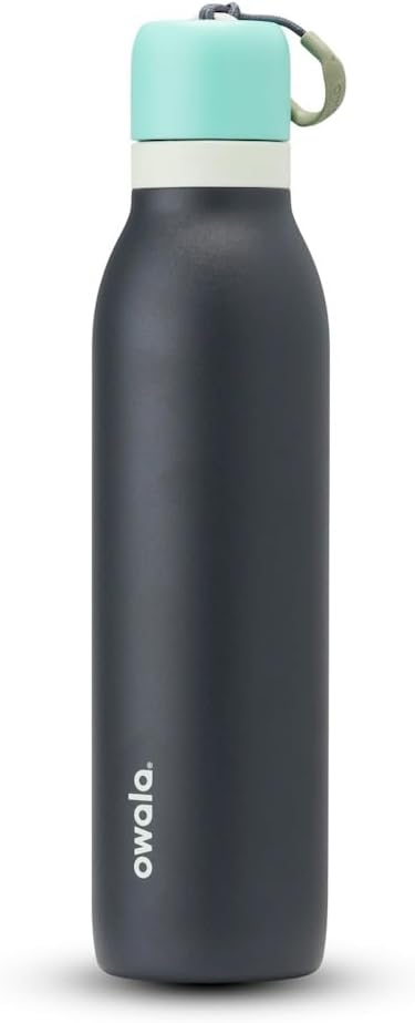 Owala FreeSip Twist Insulated Stainless Steel Water Bottle - BPA-Free, 24 oz, Blue/Grey (Foggy Tide) for Sports & Travel