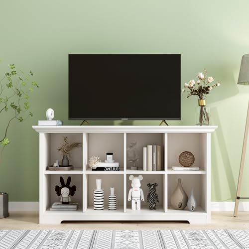 8-Cube Open Bookcase, 2-Tier Low Storage Cabinet with Curved Base