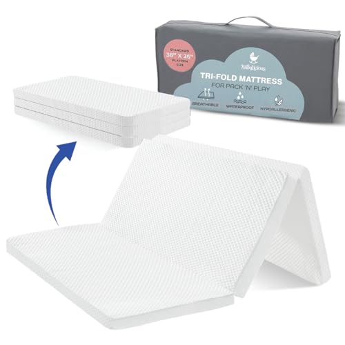 Trifold Pack and Play Mattress Topper - 38" x 26" Waterproof Foam Pad