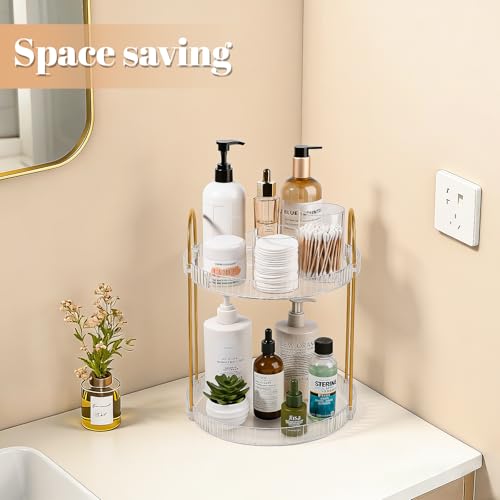 Anyoifax 2-Tier 360° Rotating Clear Makeup Organizer with Large Capacity
