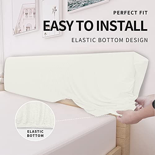Stretch Jacquard Bed Headboard Cover - King Size, Cream