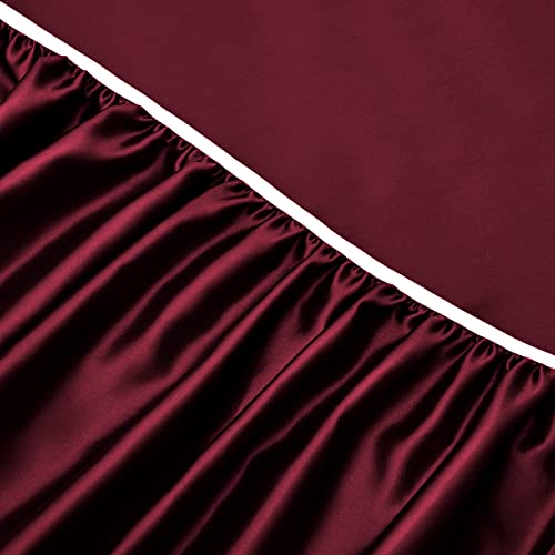 Horbaunal King Satin Sheet Set Burgundy - 6 Piece Luxury Bed Sheets