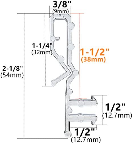 10-Pack 2-1/8 Inch Hidden Channel Valance Clips for Wood Blinds