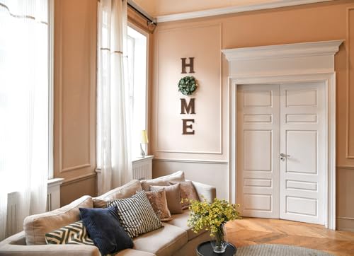 Rustic Farmhouse HOME Wall Sign with Artificial Eucalyptus Wreath Decor
