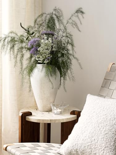 Large White Ceramic Vase - 11.8 Inch Rustic Farmhouse Table Centerpiece