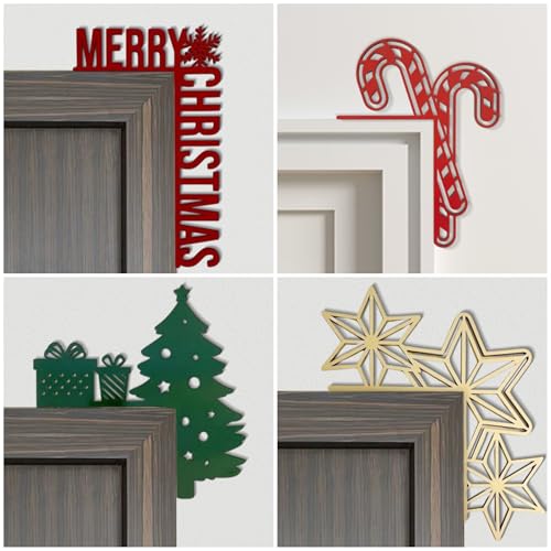 8-Inch Wooden Christmas Door Topper - Door Frame Decor, Xmas Wall/Window Accent (Fab isup) - Christmas Tree 2