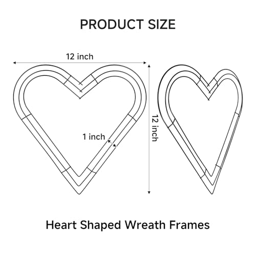 Wxyjxqy 15 Pack 12-Inch Heart Metal Wreath Frames for DIY Craft Decorations