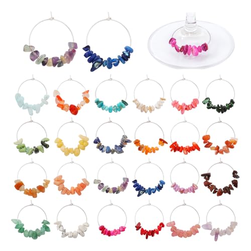 Pride & Par 24 Pcs Gemstone Glass Beads for Wine Glass Decoration, Wedding & Party Decor