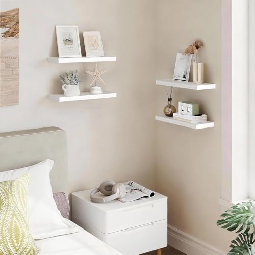 White Floating Shelves 15.7-Inch Set of 3 Wall Mounted Display Storage