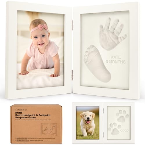 Baby Hand and Footprint Frame Kit - Air Dry Clay Newborn Keepsake (Alpine White)