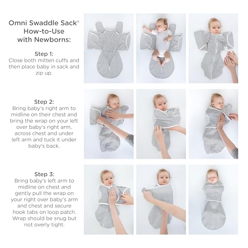 SwaddleDesigns 6-Way Omni Swaddle Sack - Arms Up Convertible Newborn Sleep Sack